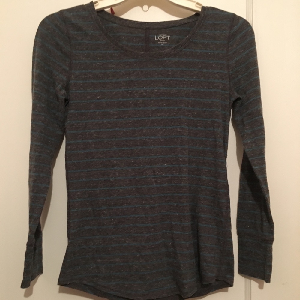 Loft grey striped shirt
